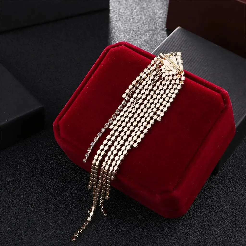 Rhinestone Brooch Pin Tassel Lapel Pins and Brooches Shirt Corsage Jewelry Gifts for Women