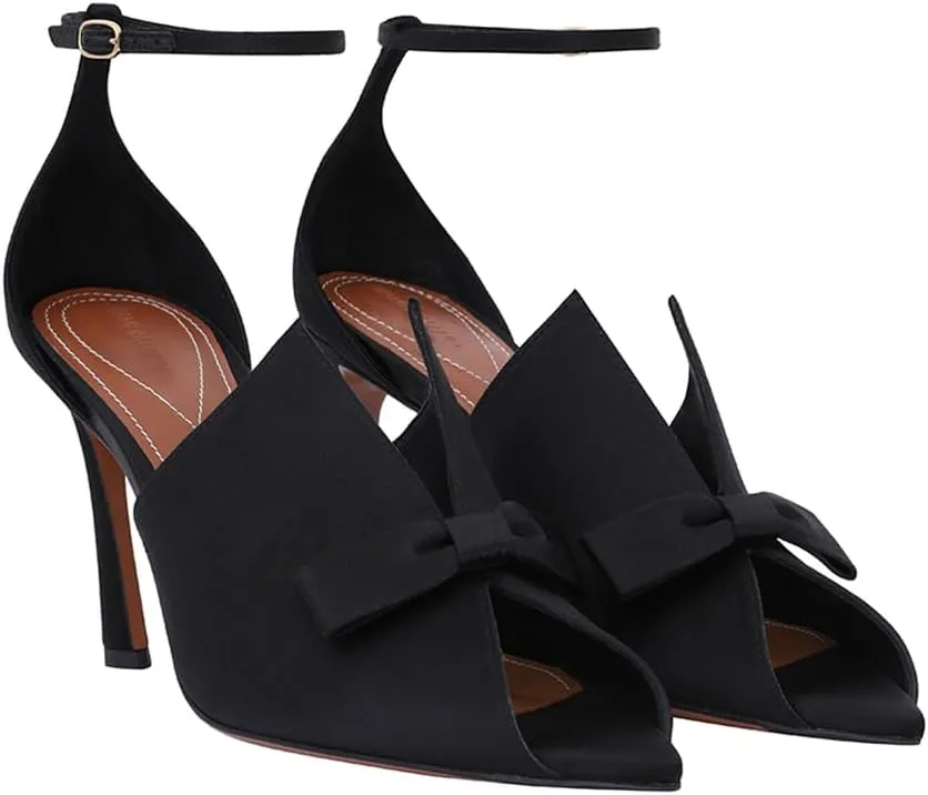 Richealnana Women's Pointed Peep Toe Bow Knot Cut Out Ankle Strap Sandals Stiletto High Heel Pumps