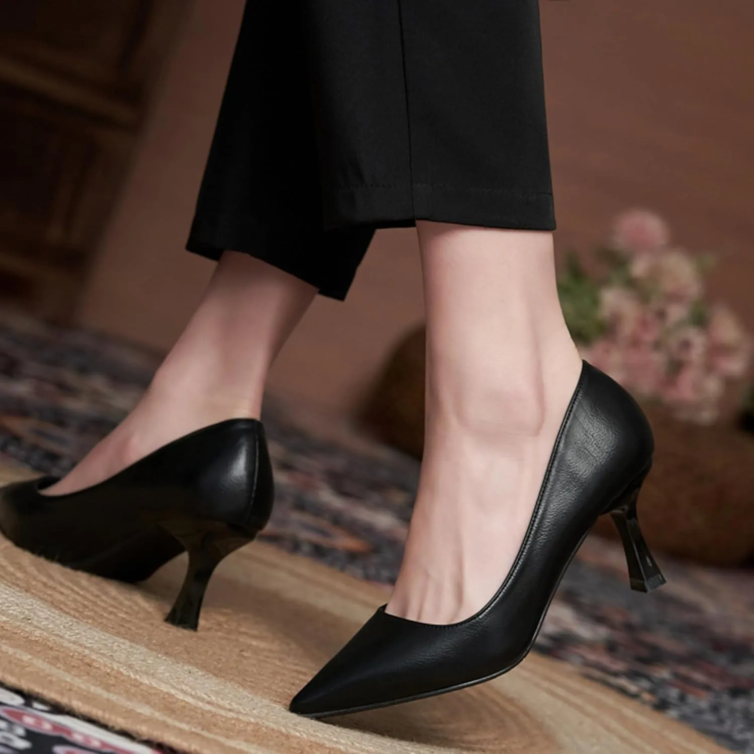 SAILING LU Pumps Shoes for Women Low Heels Wedding Dressy Sexy Kitten Heels Closed Pointed Toe Pumps Shoes