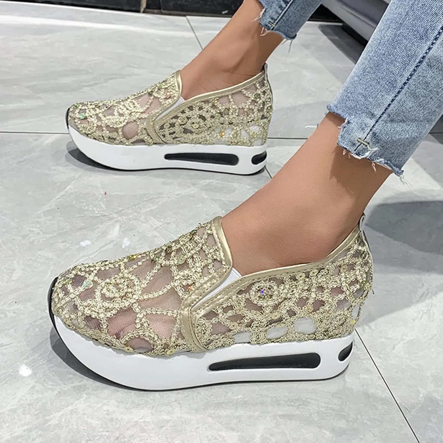 SBGMoSJ Fall High Top Sneakers for Women 2023 Zapato Antiderrapante para Mujer Trail Running Shoes for Women Plantar Fasciitis Shoes Women Black Flats Women's Slip On Shoes Winter