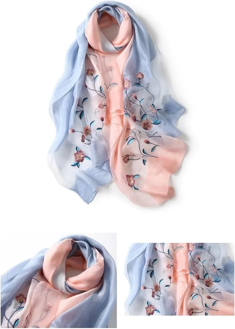 Scarf for Women Silk Scarves Gradient Silk Scarves Elegant Wraps Shade Scarves Lightweight Shawl Pashmina