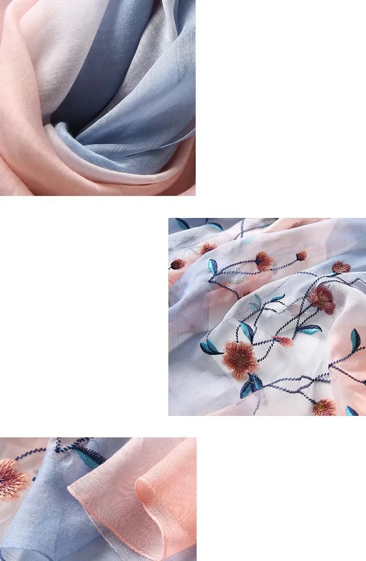 Scarf for Women Silk Scarves Gradient Silk Scarves Elegant Wraps Shade Scarves Lightweight Shawl Pashmina