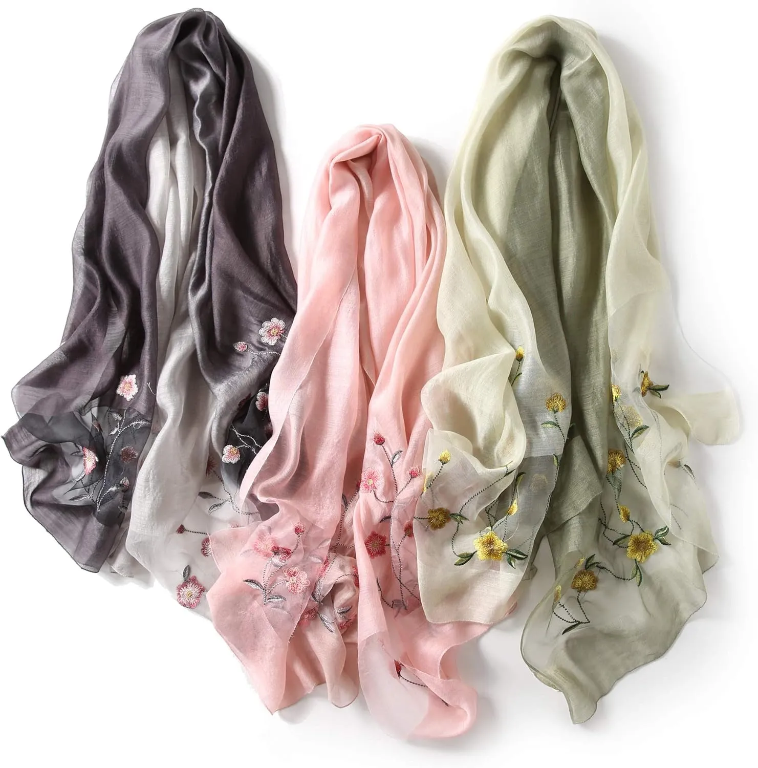 Scarf for Women Silk Scarves Gradient Silk Scarves Elegant Wraps Shade Scarves Lightweight Shawl Pashmina