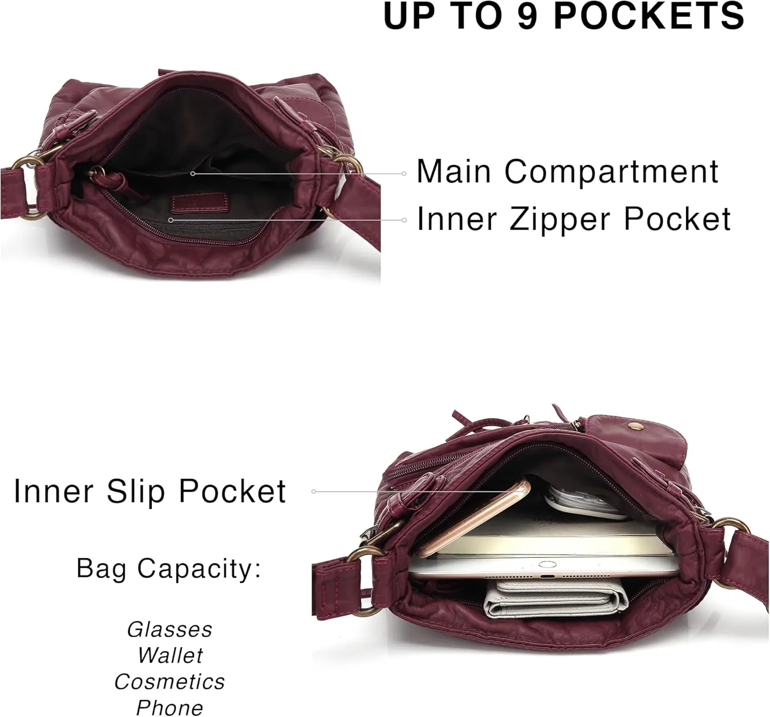Scarleton Crossbody Bags for Women Purses and Handbags Multi Pocket Shoulder Bag Faux Leather Small, H1833