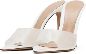 SHODENSE Women Clear Stiletto Mules Pointed Open Toe Slip On Mule Sandals Transparent 4 Inch Thin High Heel Dress Mule Shoes Ladies Peep Toe Sexy Wedding Chic Party Stiletto Heels 4-11 M US