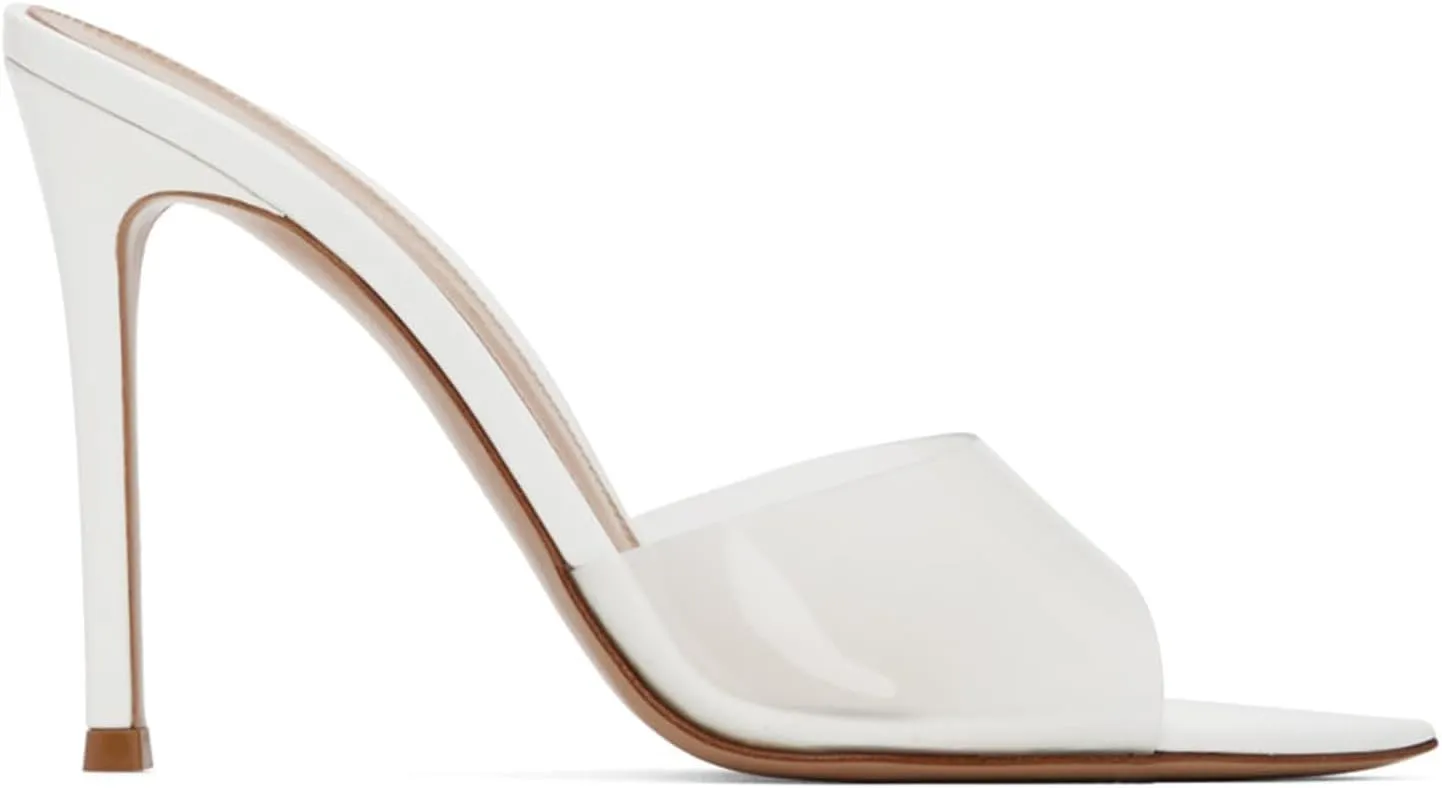 SHODENSE Women Clear Stiletto Mules Pointed Open Toe Slip On Mule Sandals Transparent 4 Inch Thin High Heel Dress Mule Shoes Ladies Peep Toe Sexy Wedding Chic Party Stiletto Heels 4-11 M US