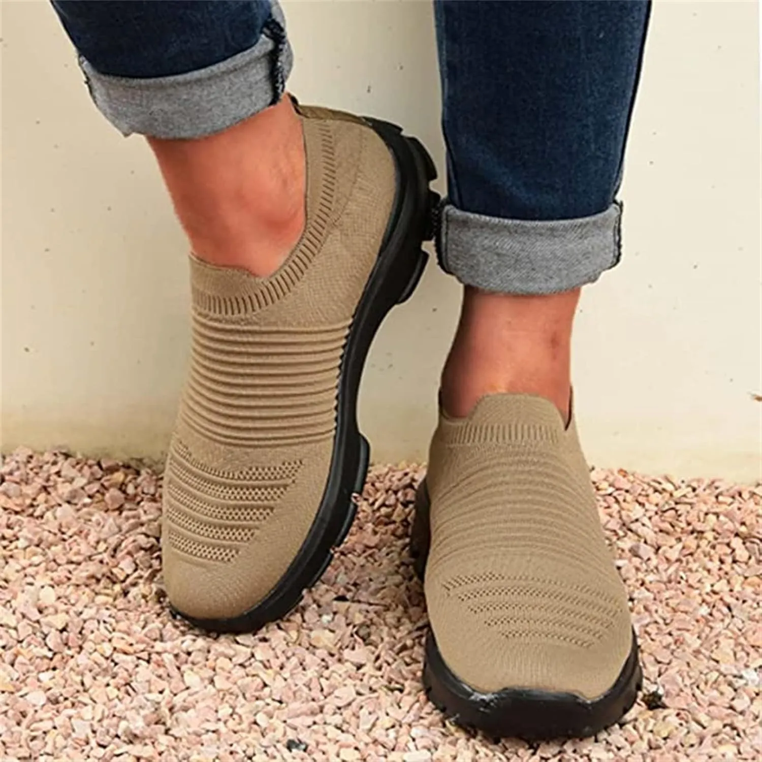 Shoes For Women Trendy Sneakers Walking Shoes Slip on Sock Sneakers Lady Girls Mesh Loafers Fashion Running Tennis Shoes