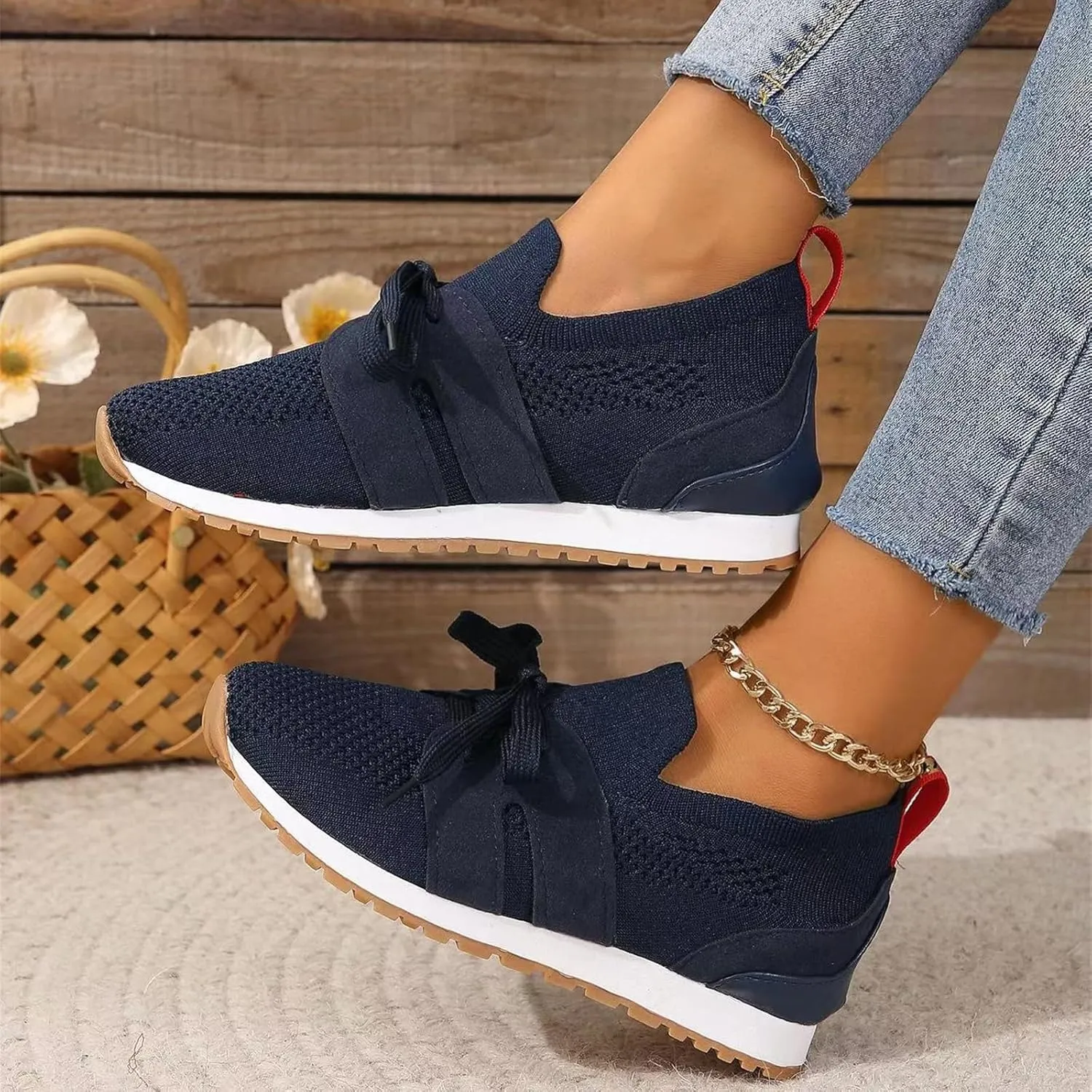 Slip On Sneakers Women Arch Support Walking Shoes Sock Sneakers Mesh Loafers Fashion Casual Running Tennis Shoes 2025
