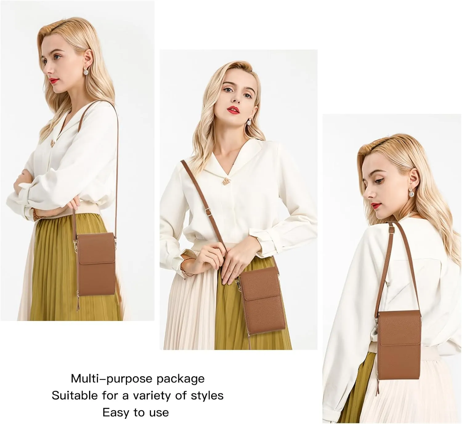 Small Crossbody Bags for Women Leather Cell Phone Purse Bag Wallet Shoulder Handbags with Adjustable Strap