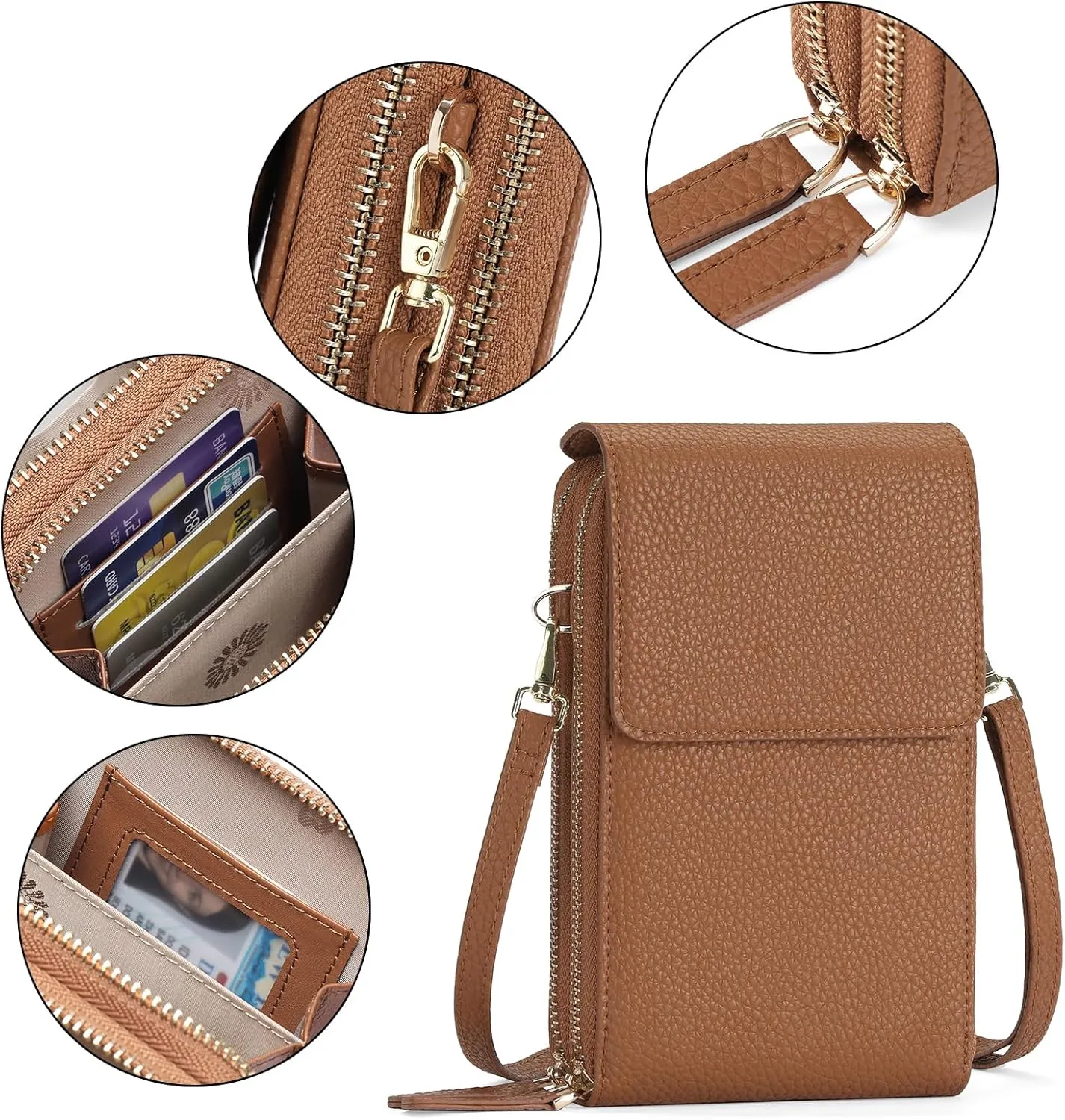 Small Crossbody Bags for Women Leather Cell Phone Purse Bag Wallet Shoulder Handbags with Adjustable Strap