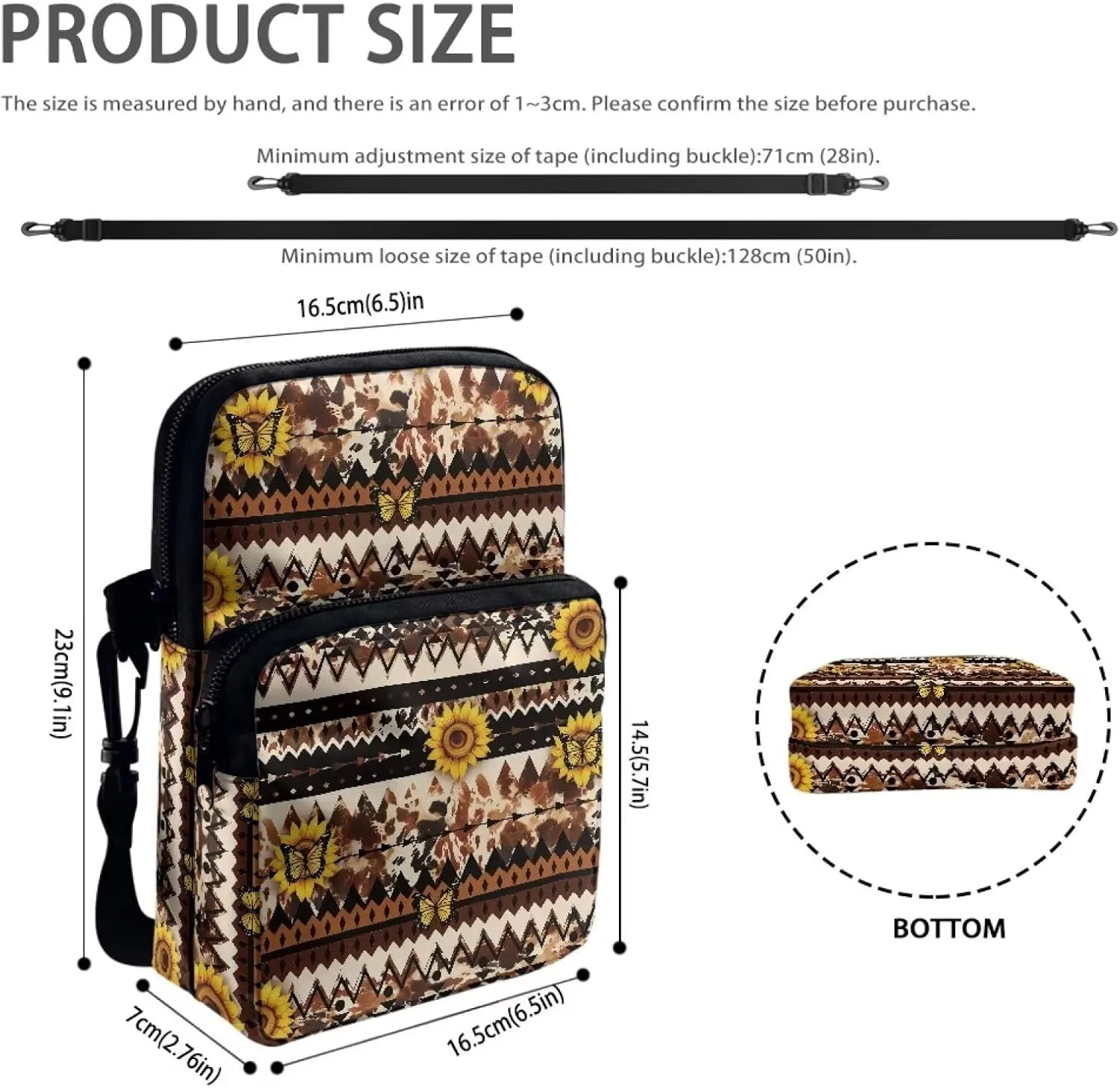 Small Crossbody Bags for Women Men, 2 Layer Messenger Sling Bag Waist Fanny Pack