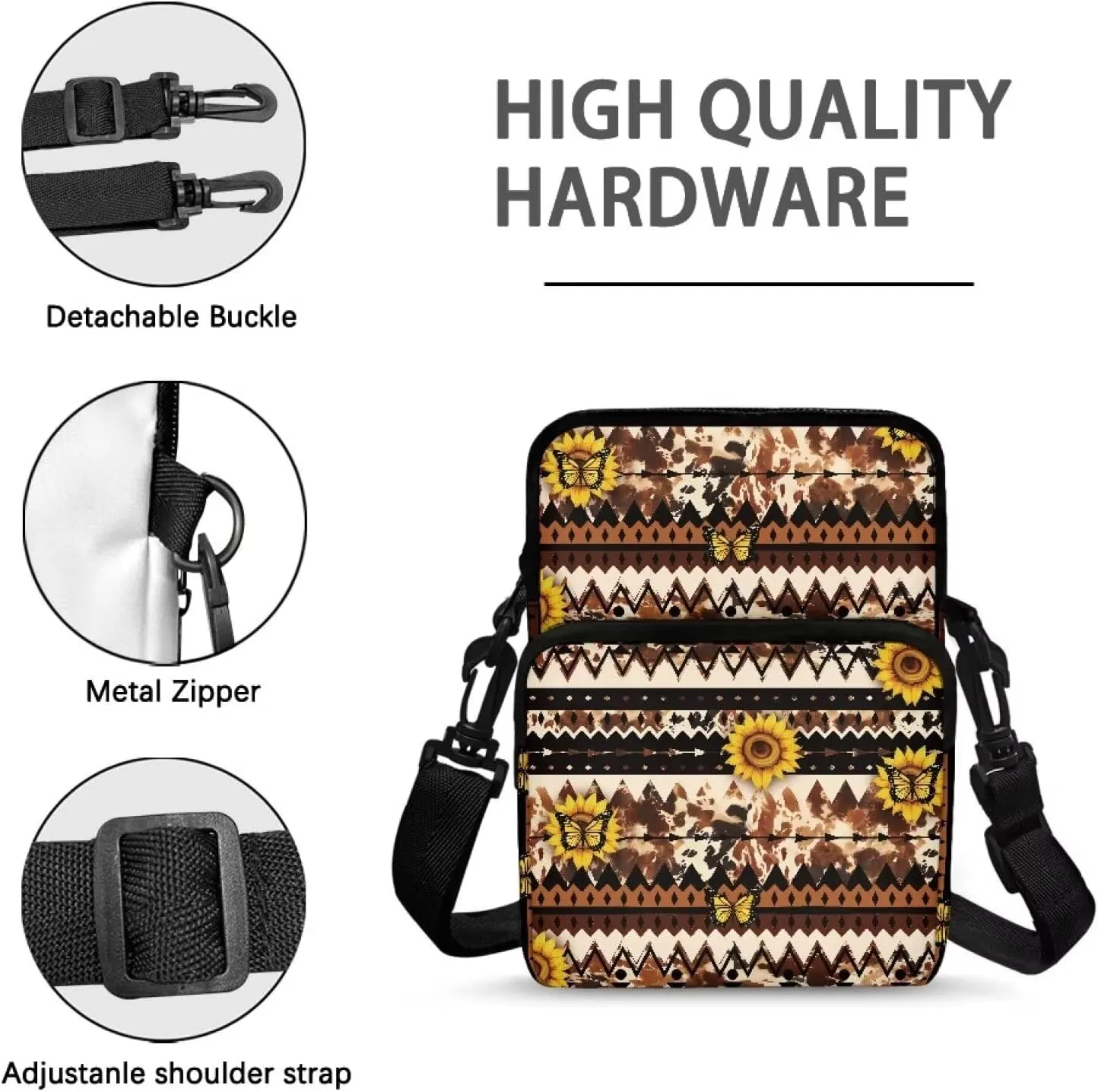 Small Crossbody Bags for Women Men, 2 Layer Messenger Sling Bag Waist Fanny Pack
