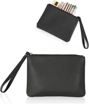 Small Makeup Bag for Purse Mini Cosmetic Pouch Zipper Little Wristlet, Tiny Make Up Organizer Lipstick Feminine Product Car Change Coin Holder for Women, 4.5 x 6.5 Clutch Stadium Approved, 1 Black