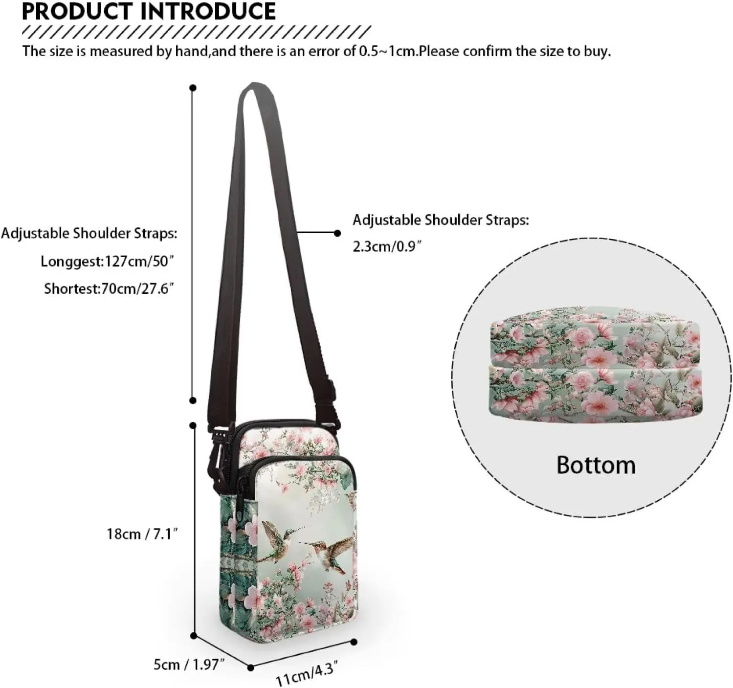 Small Messenger Bag for Women, 2 Layer Crossbody Bag with Adjustable Shoulder Strap