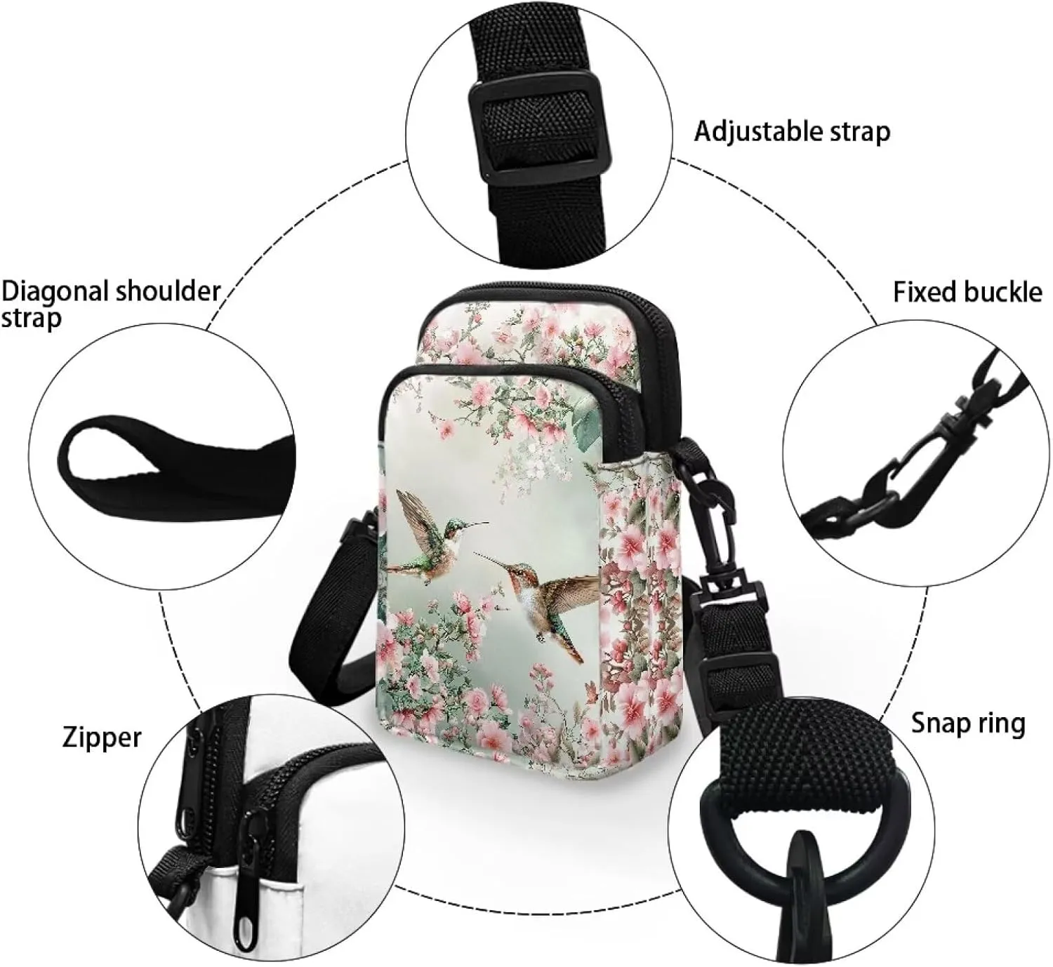 Small Messenger Bag for Women, 2 Layer Crossbody Bag with Adjustable Shoulder Strap