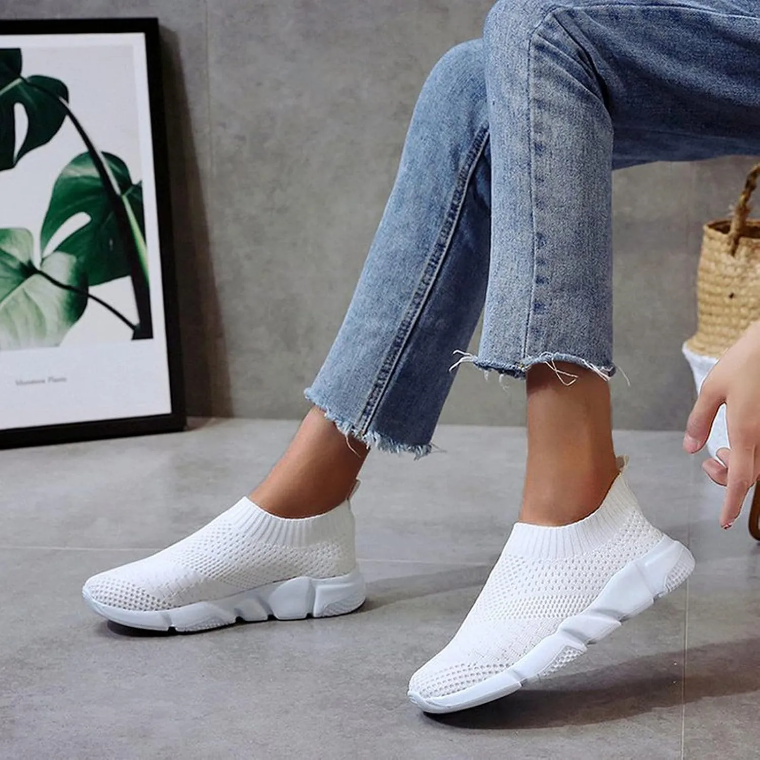 Sneakers for Women 2023 Running Wide Womens Non Slip Work Shoes Food Service Arch Support Casual Dress Shoes for Women Wide Width Womens White Fashion Sneakers High Top Slip On Sneakers Women Black