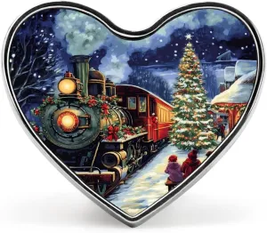 Snowy Train Heart Lapel Pin Enamel Brooches Clothing Decor for Wedding Party Costume Accessory