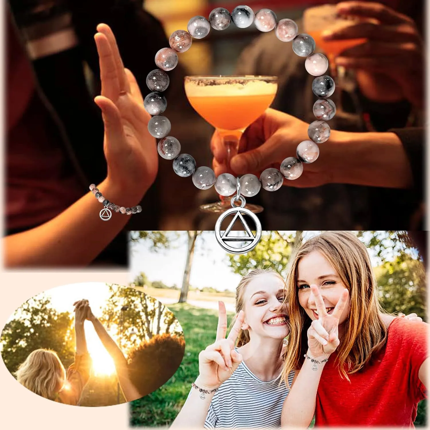 Sobriety Gifts for Women Men Addiction Recovery Gifts Amethyst Healing Bracelet AA Alcoholics Anonymous Jewelry New Beginnings Gift