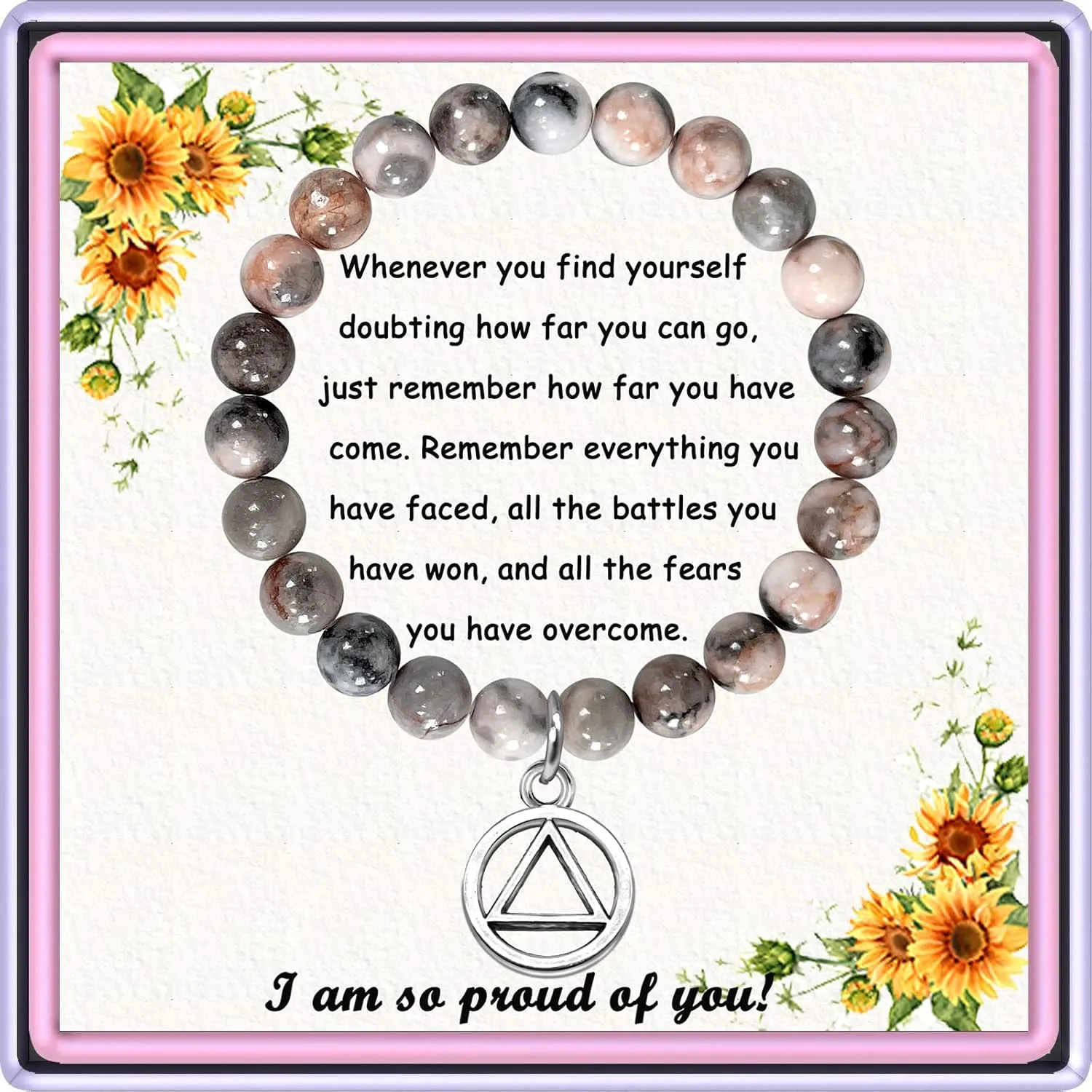 Sobriety Gifts for Women Men Addiction Recovery Gifts Amethyst Healing Bracelet AA Alcoholics Anonymous Jewelry New Beginnings Gift