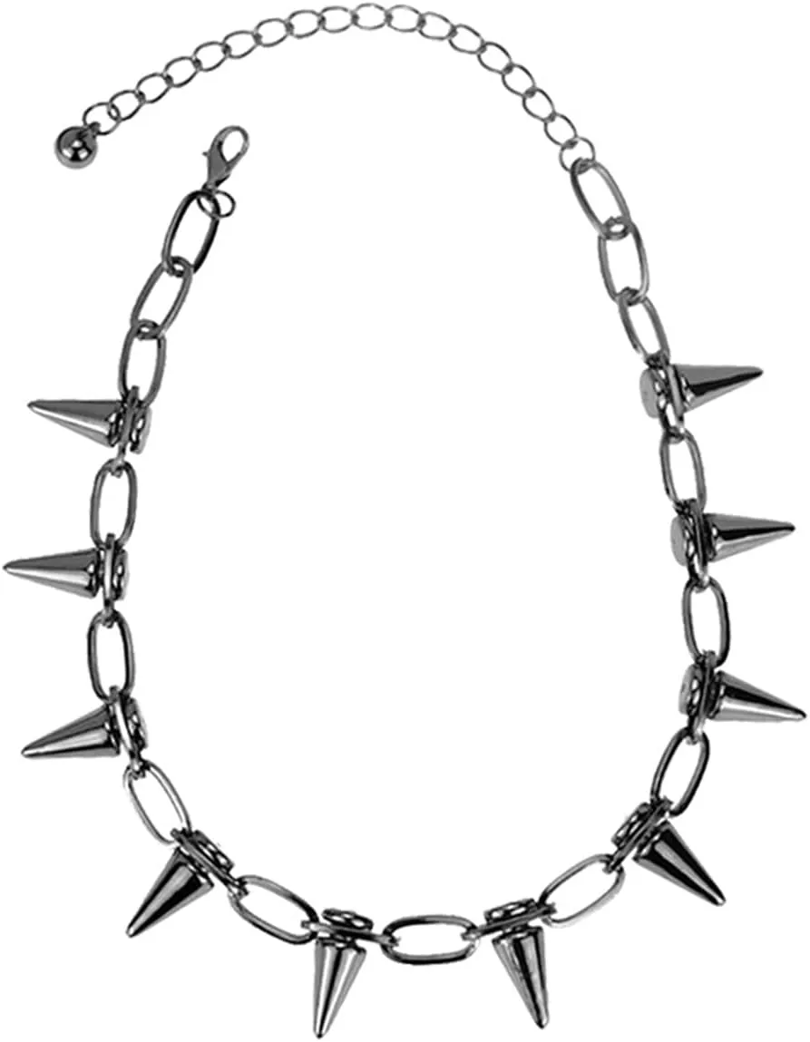 Spike Chokers Necklace Goth Punk Rivet Chain Choker Collar Adjustable Vintage Spike Rivet Chokers Necklace Jewelry Unisex Rock Night Club Spike Collar Jewelry for Women