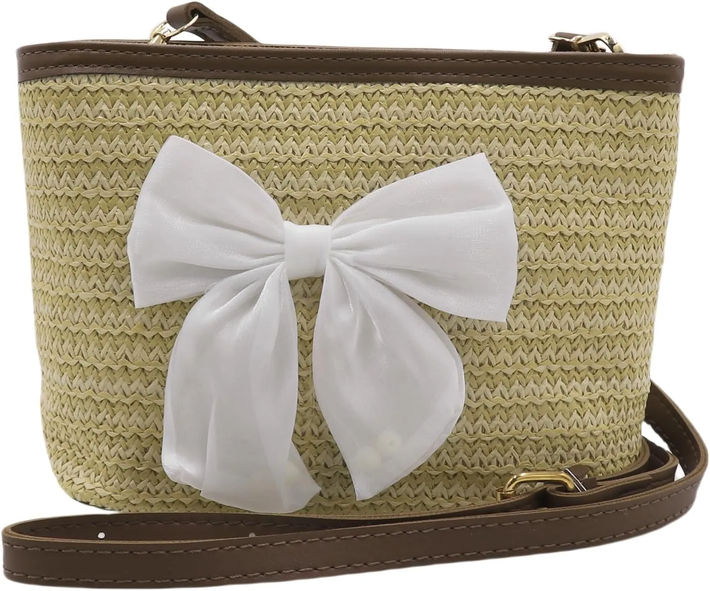 Straw Crossbody Bag for Women Girls Woven Shoulder Bag Straw Satchel Bag Cross Body Handbag