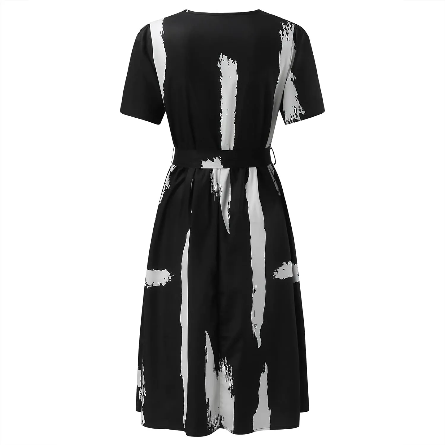Summer Dresses for Women 2024 Floral Boho Dress Beach Casual Mid Length Dress Short Sleeve Flowy Elegant Midi Dress
