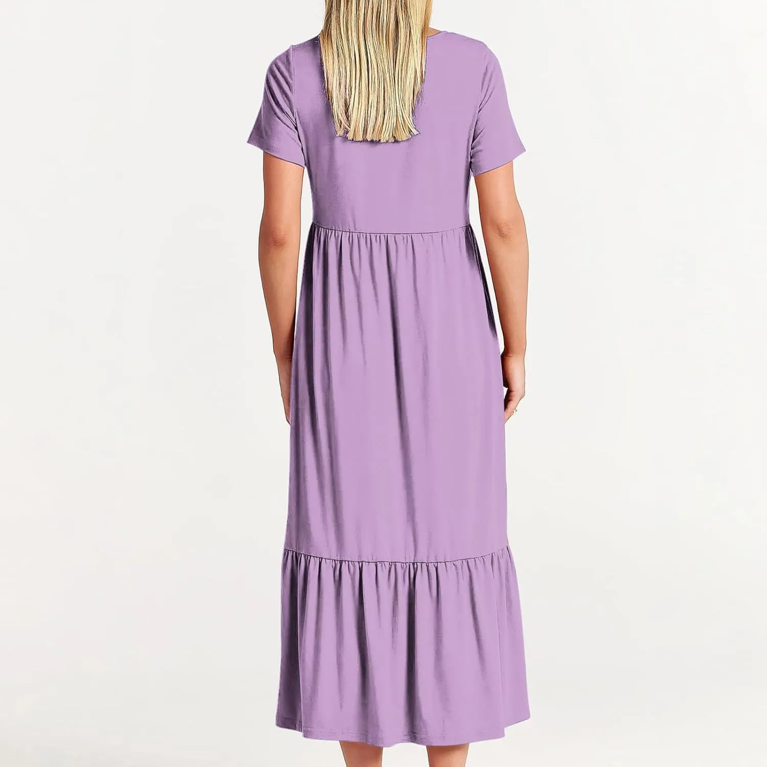 Summer Maxi Dresses for Women 2025 Crew Neck Short Sleeve Dress Casual Sun Dress Summer Beach Vacation Sundress