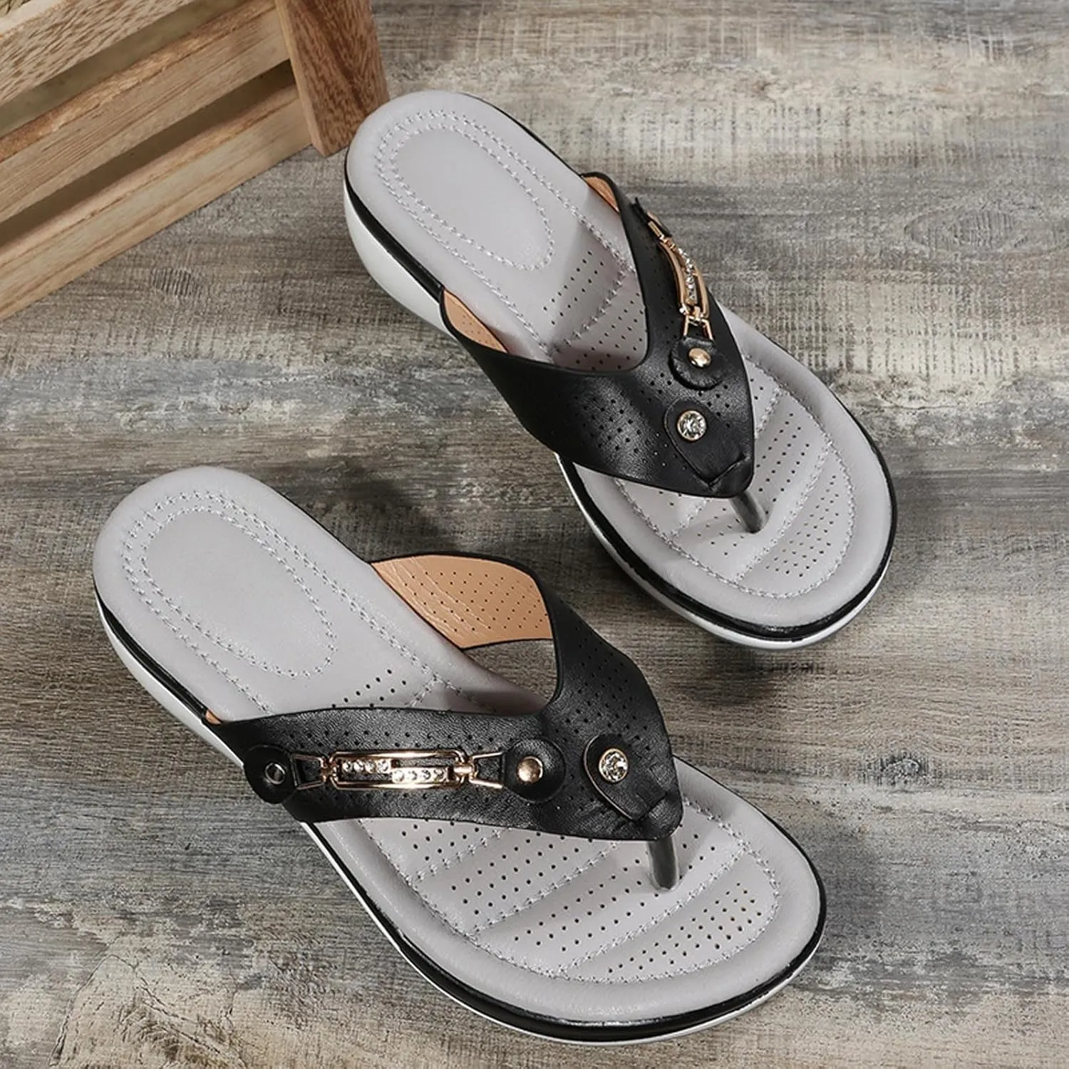 Summer Sandals for Women 2025 Wide Width Platform Flip Flops Orthopedic Wedges Sandals with Arch Support for Beach