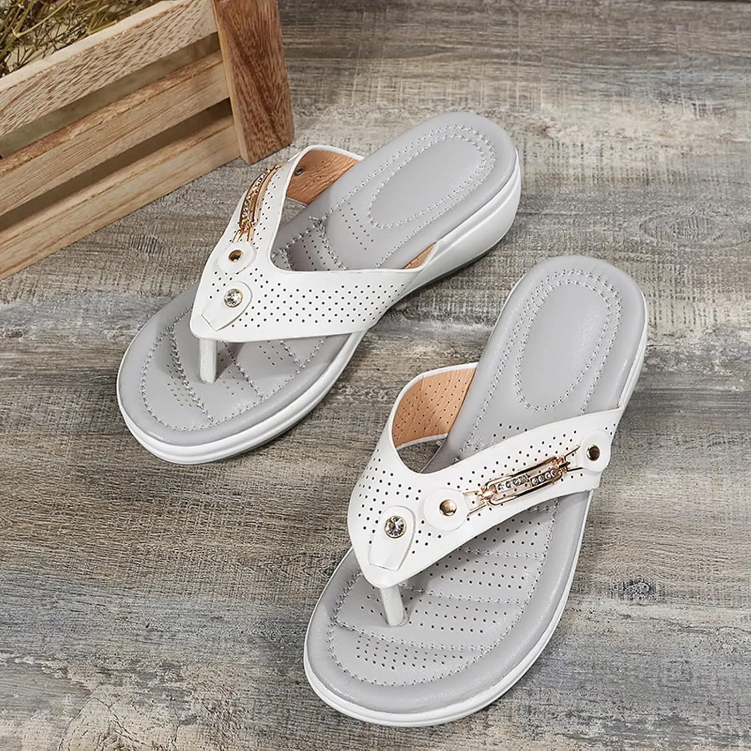 Summer Sandals for Women 2025 Wide Width Platform Flip Flops Orthopedic Wedges Sandals with Arch Support for Beach