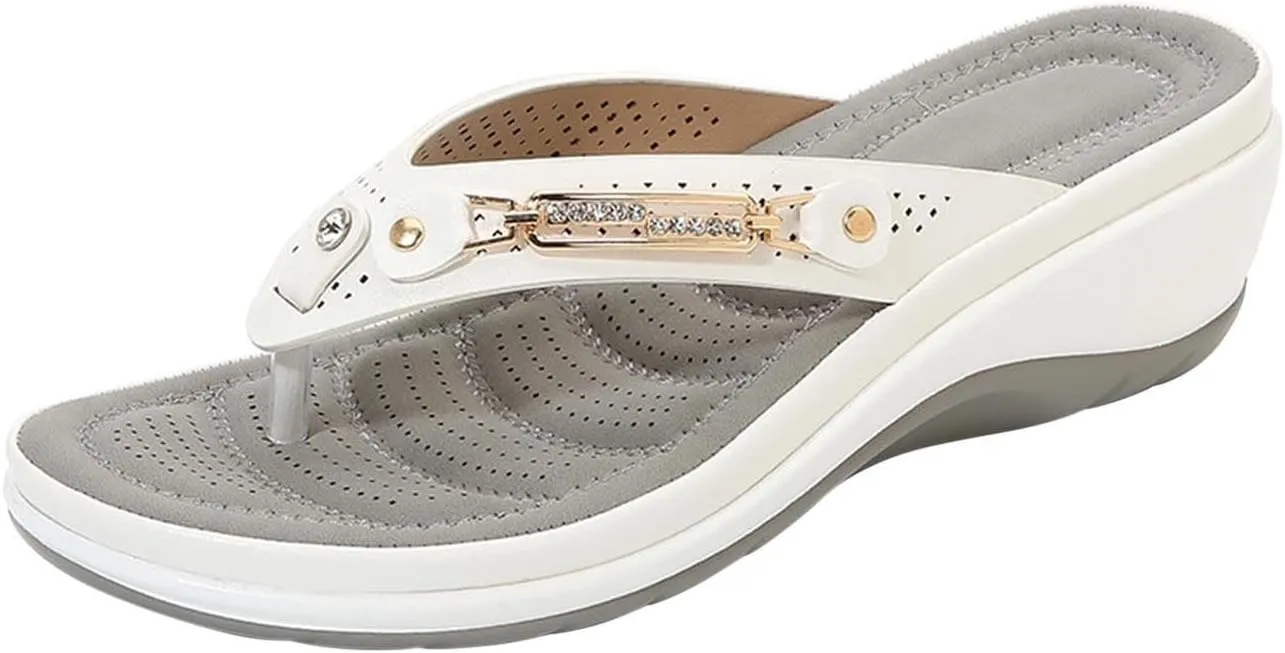 Summer Sandals for Women 2025 Wide Width Platform Flip Flops Orthopedic Wedges Sandals with Arch Support for Beach