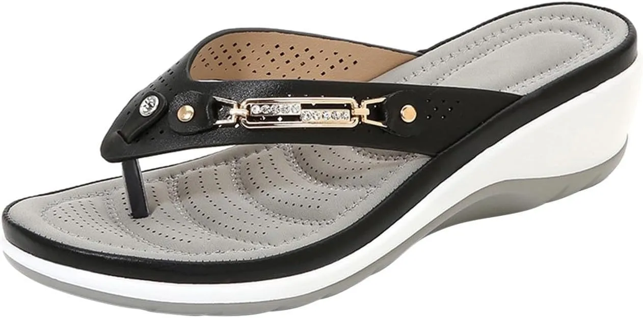 Summer Sandals for Women 2025 Wide Width Platform Flip Flops Orthopedic Wedges Sandals with Arch Support for Beach