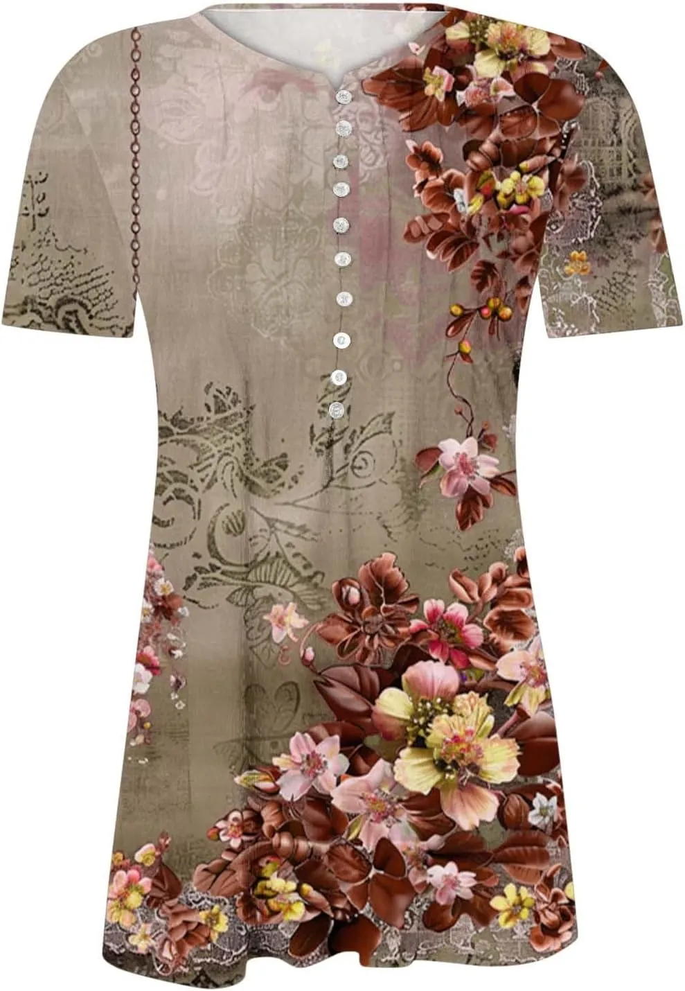 Summer Tops for Women 2025 Short Sleeve Button Down Shirts Casual Dressy Floral Shirt Boho Beach Vacation Blouses