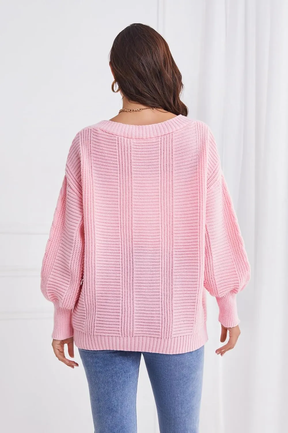 Sunfaynis Women's Oversized Cable Knit Sweaters Long Sleeve Open Front Button Down Chunky Cardigan Sweaters