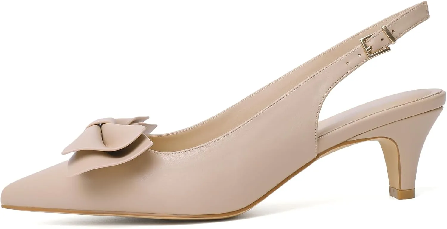Susanny Slingback Heels for Women Stiletto Closed Pointed Toe Dress Shoes Heels Sexy Kitten Pumps Wedding Party Evening Prom Dance Ankle Strappy Shoes