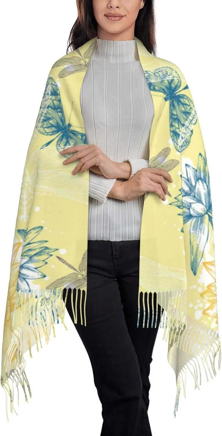 Tassel Pashmina Shawls and Wraps Scarf for Women Scarves Winter Large 77 X 28 Inch