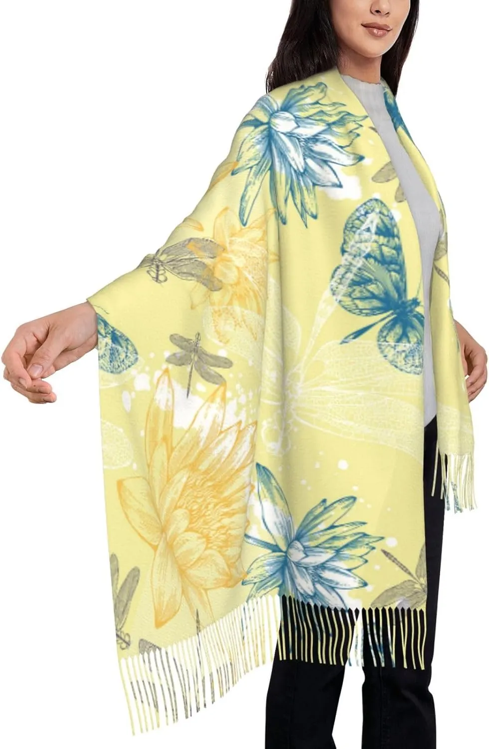 Tassel Pashmina Shawls and Wraps Scarf for Women Scarves Winter Large 77 X 28 Inch