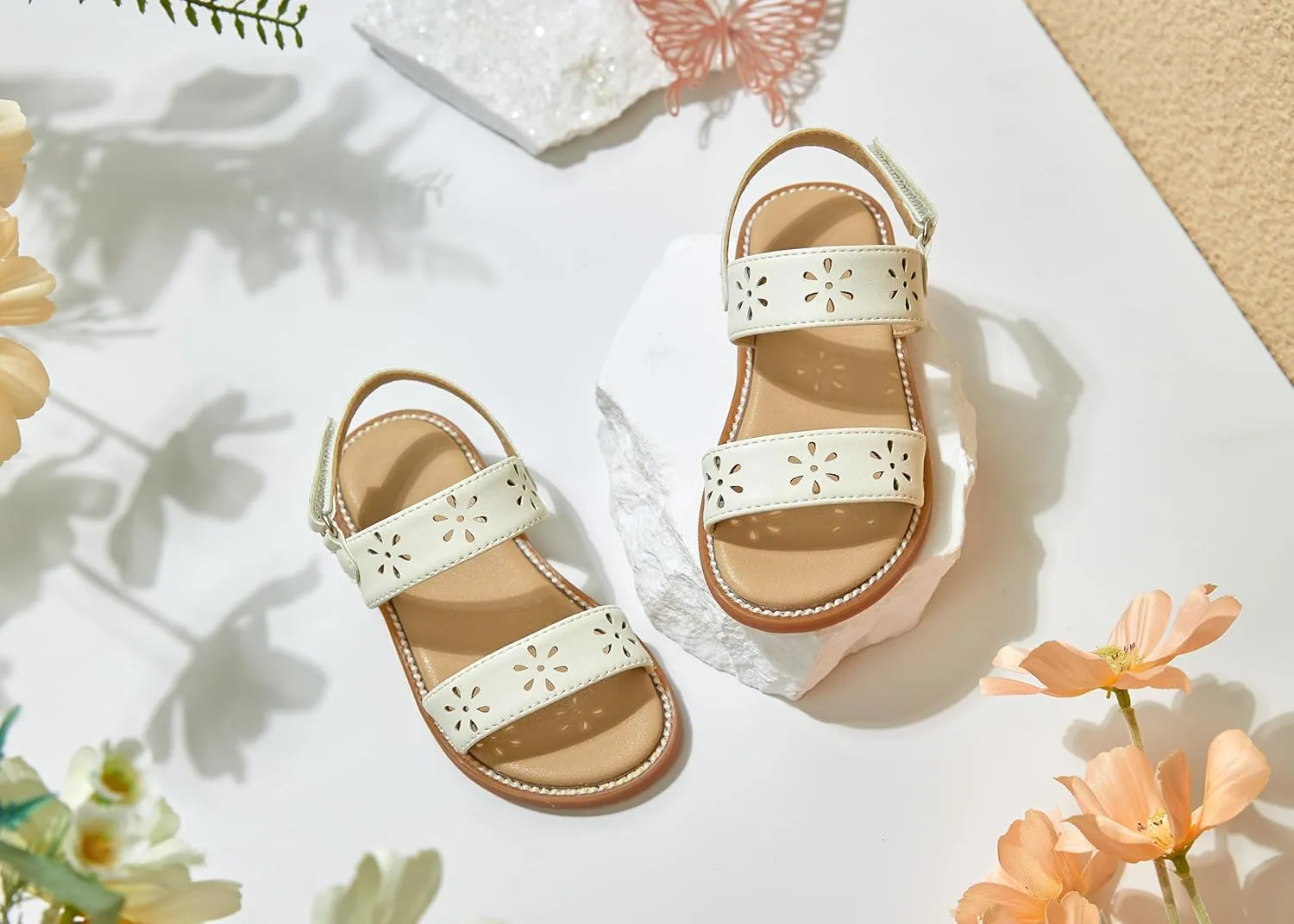 Toddler Girl Sandals - Flower Girl Dress Shoes Open Toe Little Kid Summer Flats