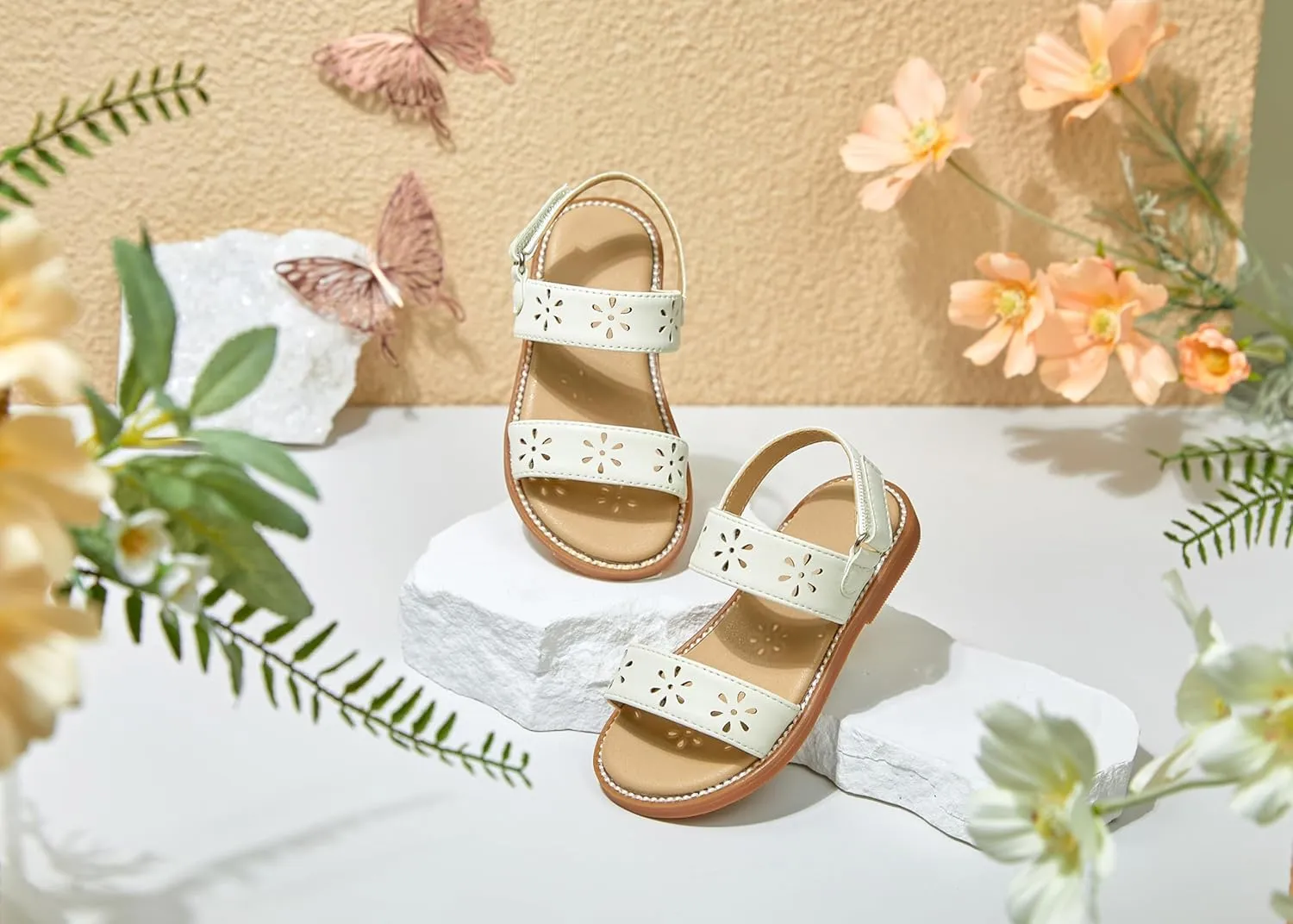 Toddler Girl Sandals - Flower Girl Dress Shoes Open Toe Little Kid Summer Flats