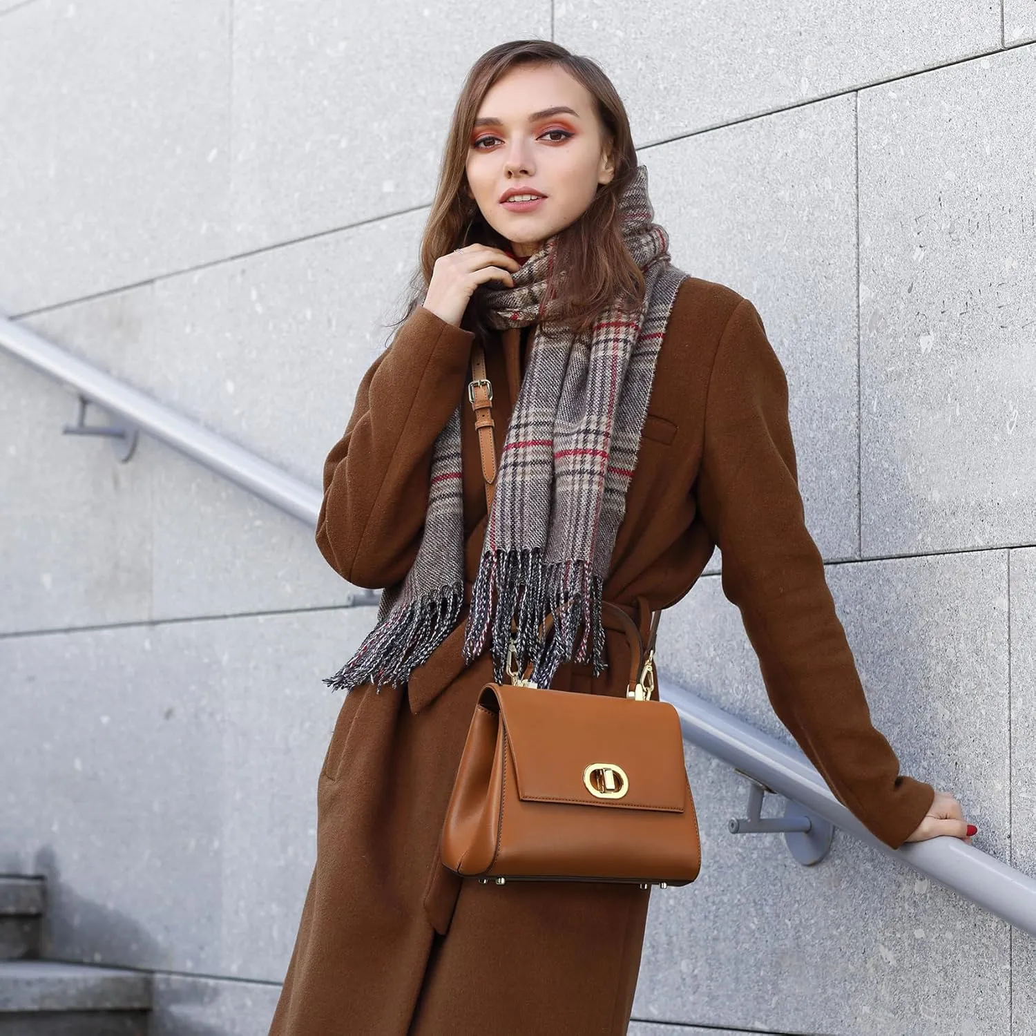 Top Handle Bag Leather Satchel Bags for Women Luxury Designer Business Crossbody Work Purse with Multiple Internal Pockets