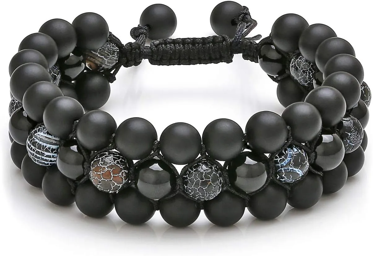 Top Plaza Mens Lava Rock Stone Essential Oil Diffuser Bracelet Chakra Yoga Healing Crystal Bracelet Natural Gemstone Beads Anxiety Bracelets Braided - 3 Layer