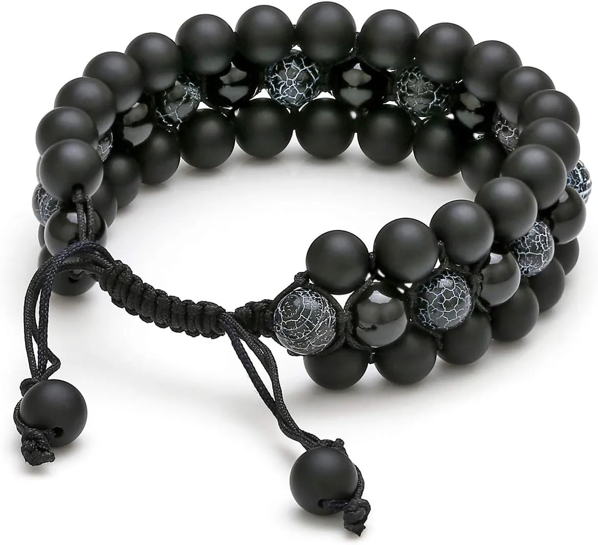 Top Plaza Mens Lava Rock Stone Essential Oil Diffuser Bracelet Chakra Yoga Healing Crystal Bracelet Natural Gemstone Beads Anxiety Bracelets Braided - 3 Layer