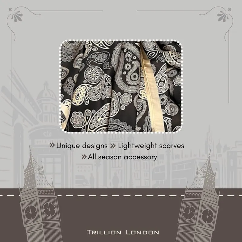 Trillion London Spring Collection | Designer Silk Scarf For Women | Lightweight Neck Scarves | Shawl Wraps for Women