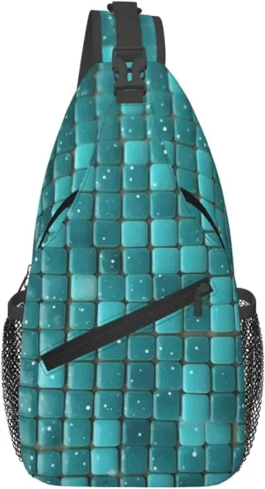 Turquoise Small Dot Tiles Cross Chest Bag Diagonally Sling Backpack Outdoor Travel Cycling Bag for Men Women