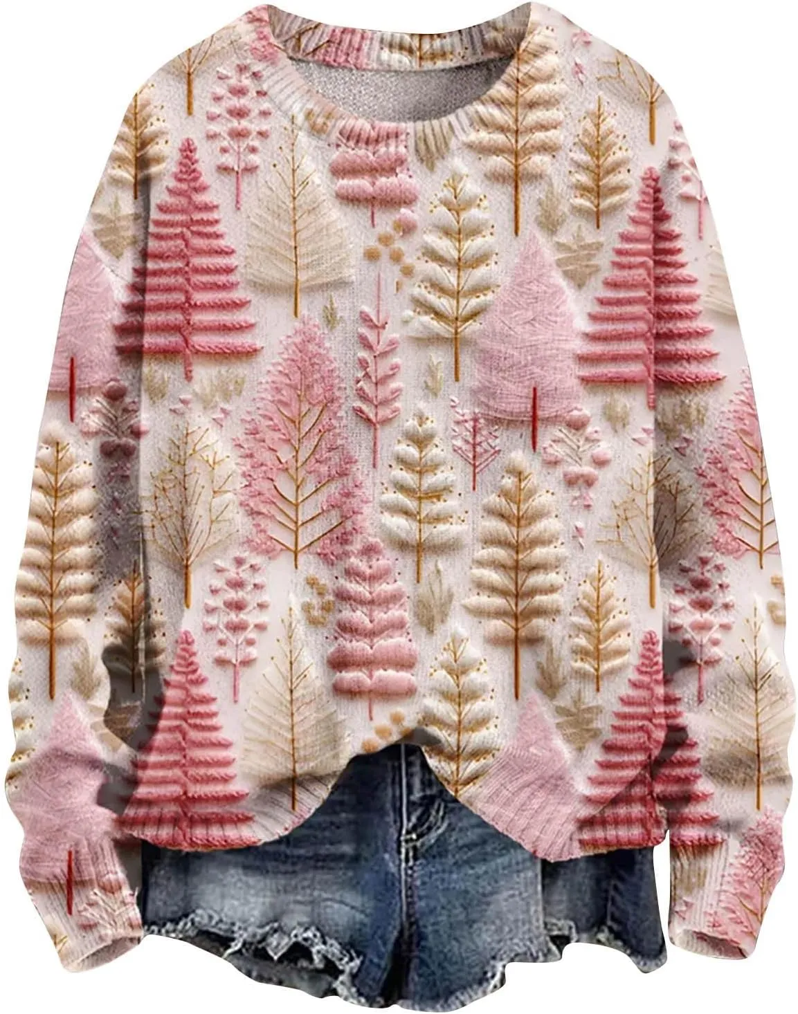 Ugly Christmas Sweater Women Funny Xmas Graphic Sweatshirt Oversized Long Sleeve Pullover Tops 2024