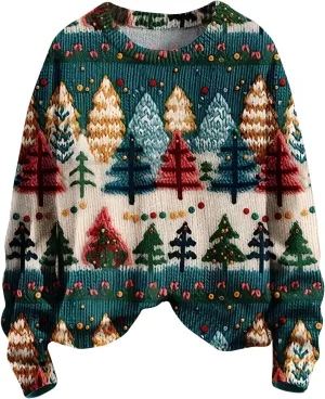 Ugly Christmas Sweater Women Funny Xmas Graphic Sweatshirt Oversized Long Sleeve Pullover Tops 2024