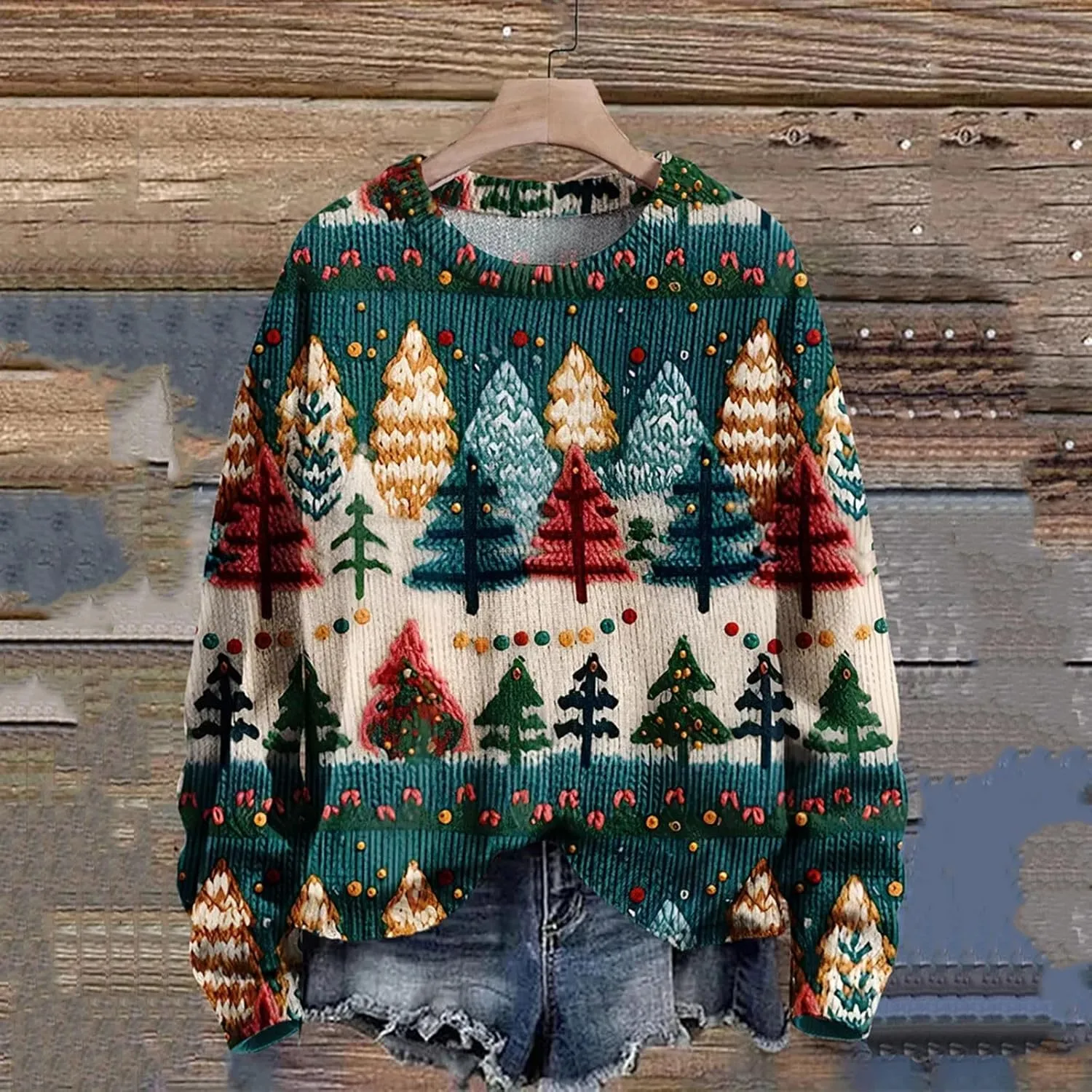 Ugly Christmas Sweater Women Funny Xmas Graphic Sweatshirt Oversized Long Sleeve Pullover Tops 2024