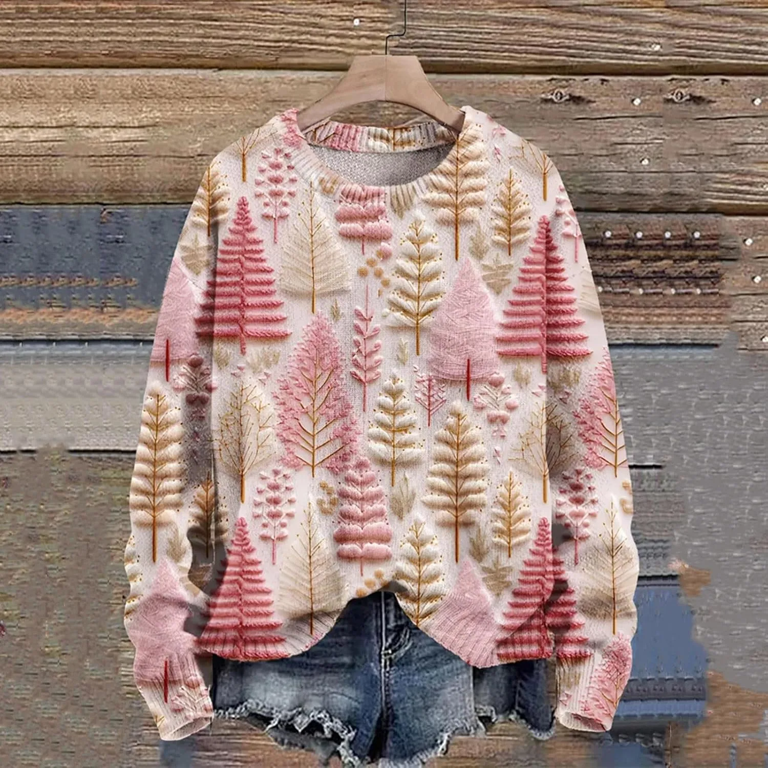 Ugly Christmas Sweater Women Funny Xmas Graphic Sweatshirt Oversized Long Sleeve Pullover Tops 2024
