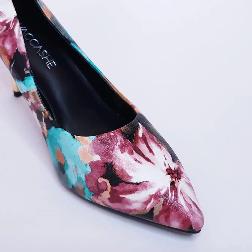Unique Florence Handmade Dress Pump Shoes in Golden Metallic Stiletto Heels