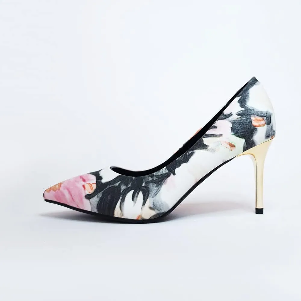 Unique Florence Handmade Dress Pump Shoes in Golden Metallic Stiletto Heels
