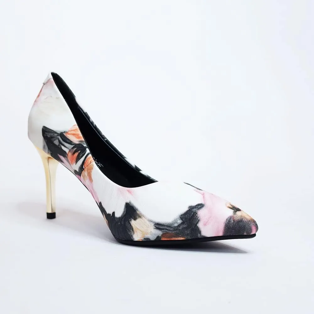 Unique Florence Handmade Dress Pump Shoes in Golden Metallic Stiletto Heels
